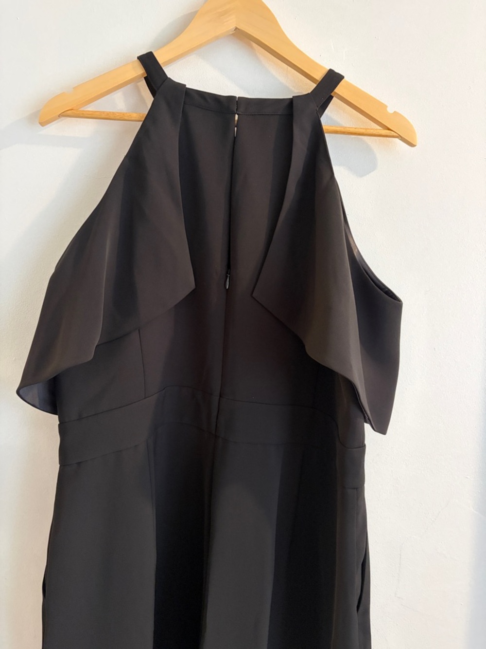 White House Black Market Black Halter Jumpsuit with off the shoulder detail sz16 - Picture 8 of 9